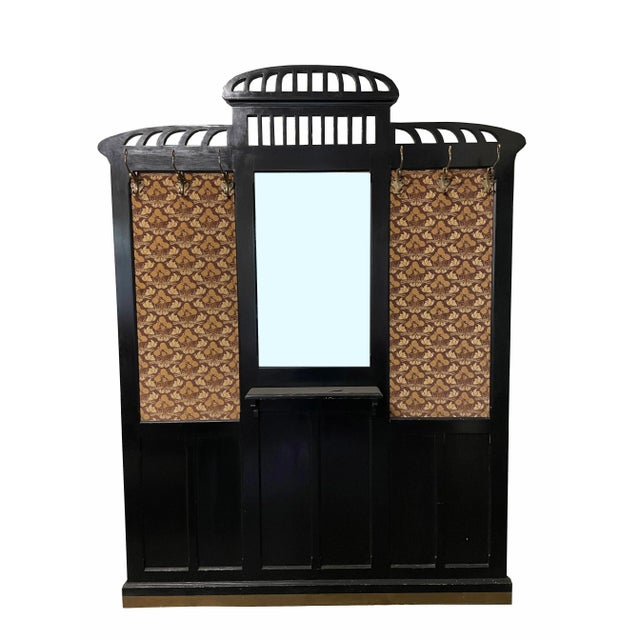 Original Art Nouveau wardrobe (No.2169) Original black Art Nouveau coat rack, made around 1910. Six coat hooks, a small...