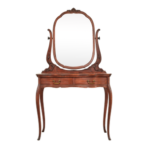 Early Widdicomb Victorian Carved Mahogany Vanity or Dressing Table With Mirror, Circa 1890s