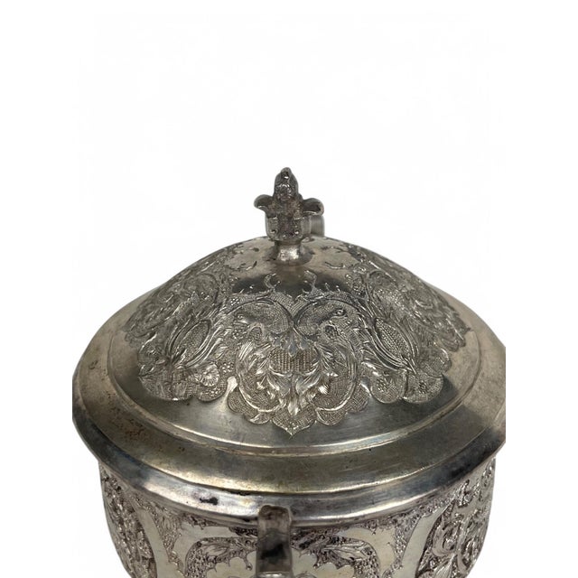 Metal A Persian 84 Silver Handmade Sugar Bowl For Sale - Image 7 of 13
