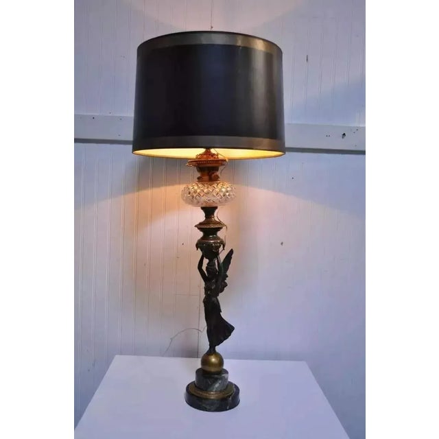 Antique French Neoclassical Style Bronze & Marble Figural Maiden Table Lamp For Sale - Image 10 of 10