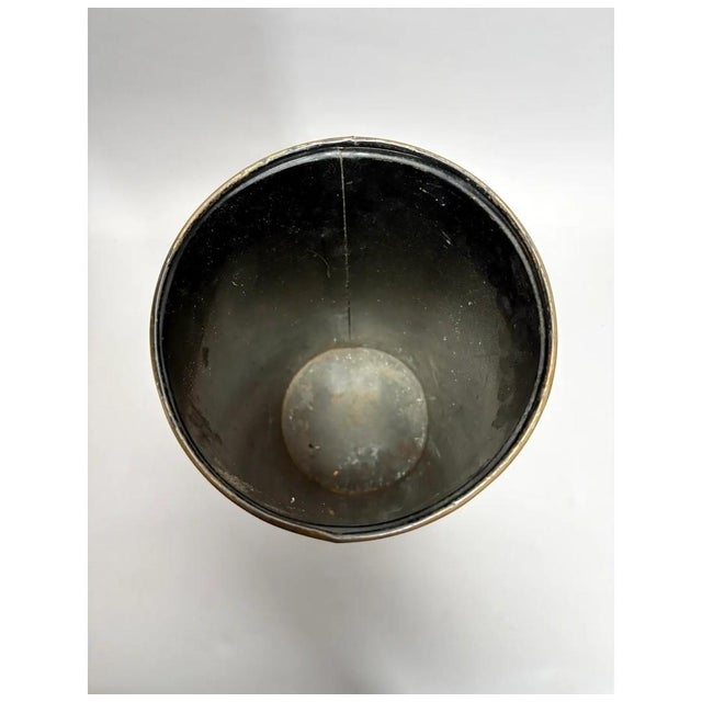Metal Vintage Embossed Brass Umbrella Stand With Heraldic Bird & Foliate Motif For Sale - Image 7 of 8