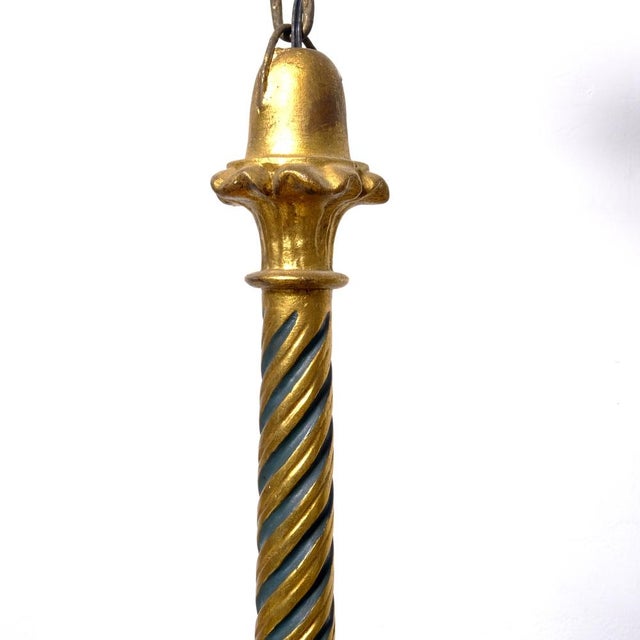 Gilded Wood 6-Arm Chandelier, 1940s For Sale - Image 11 of 18
