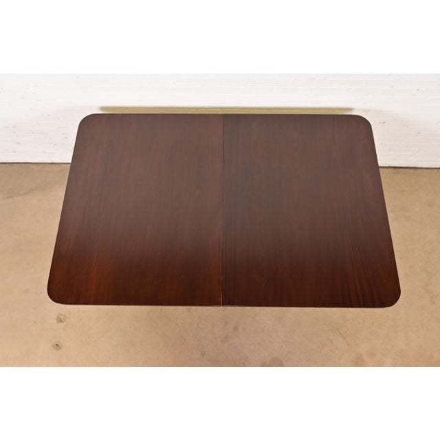 Baker Furniture Style Georgian Mahogany Double Pedestal Extension Dining Table, Newly Refinished For Sale - Image 9 of 13