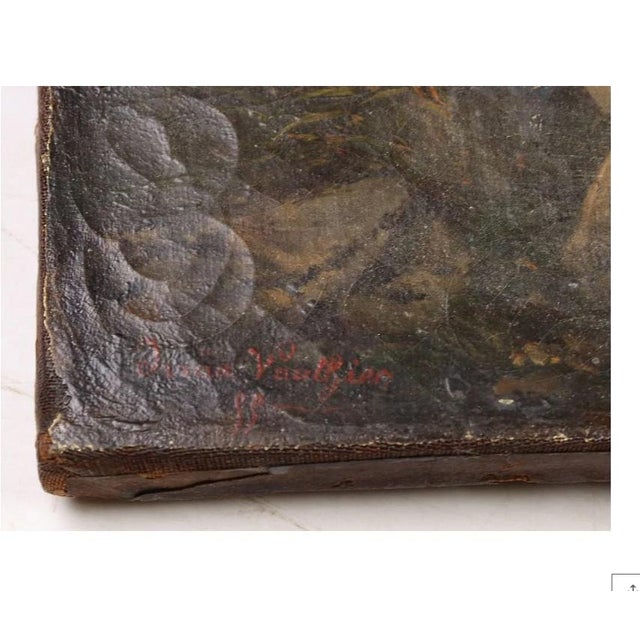 1899 Irma Vauthier Antique Oil Painting European Genre Scene by Gilt Frame For Sale - Image 4 of 15