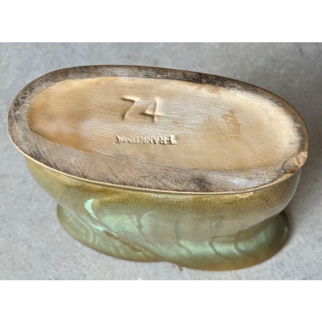 Circa 1949 Frankoma Pottery "Modelled Wheat" Vase Style 74 in Prairie Green For Sale - Image 14 of 18