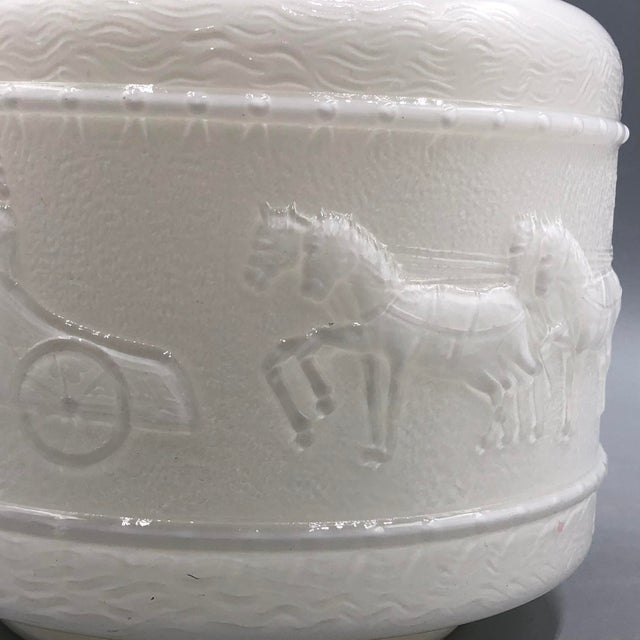 Large Neoclassical Opaline Glass Vase with a Chariot Relief by Opaline Florence, Italy, 1919 For Sale - Image 11 of 15