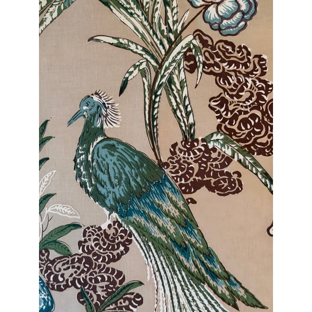 Schumacher Peacock Beige Cotton Fabric 1 1/2 Yards 175914 Miles Redd Collection Brand: Schumacher Pattern Name: Peacock...
