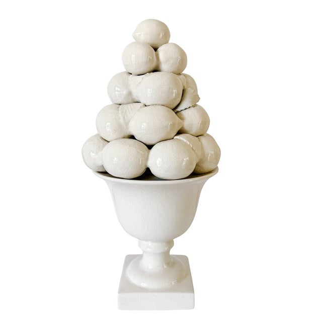Vintage Portuguese Creamware Crackle Glaze Lemon Topiary for for Great City Traders San Francisco For Sale In San Diego - Image 6 of 13