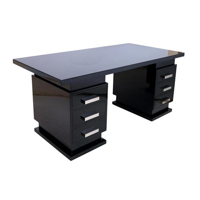 Vintage Black Desk, 1950 For Sale - Image 4 of 12