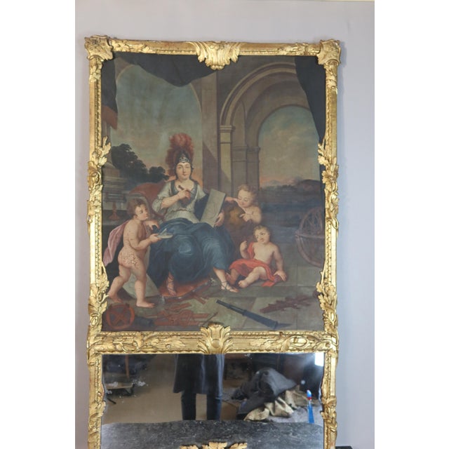 Large Louis XV Trumeau Mirror, 1700s For Sale - Image 6 of 16