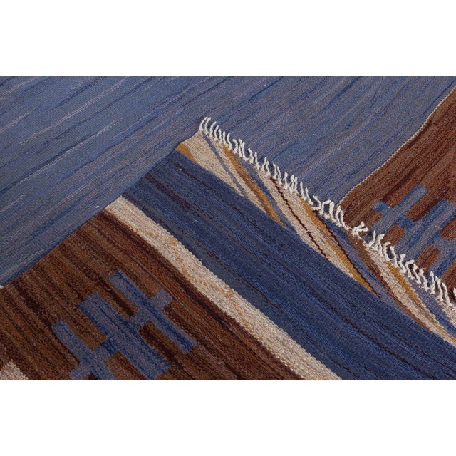 Mid 20th Century Doris Leslie Blau Vintage Swedish Flat Woven Rug by Johanna Bruns Vavskola For Sale - Image 5 of 9