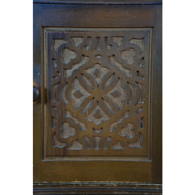 Brown Antique Art Deco Walnut Carved Smoking Stand Tin Lined Humidor Magazine Rack For Sale - Image 8 of 16