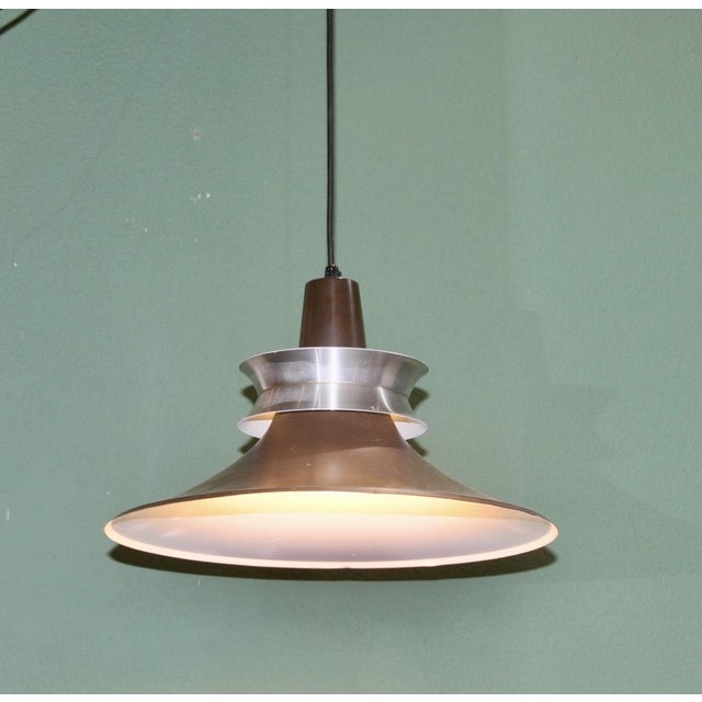 1970s Danish Lamp in Brown and Silver Metal, 1970s For Sale - Image 5 of 17