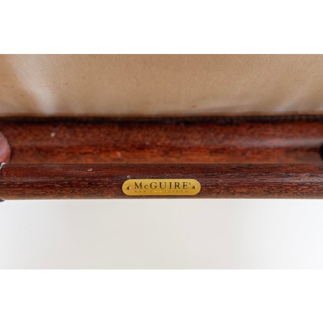 Wood 1970s McGuire Director’s X-Chair in Brown Leather For Sale - Image 7 of 10