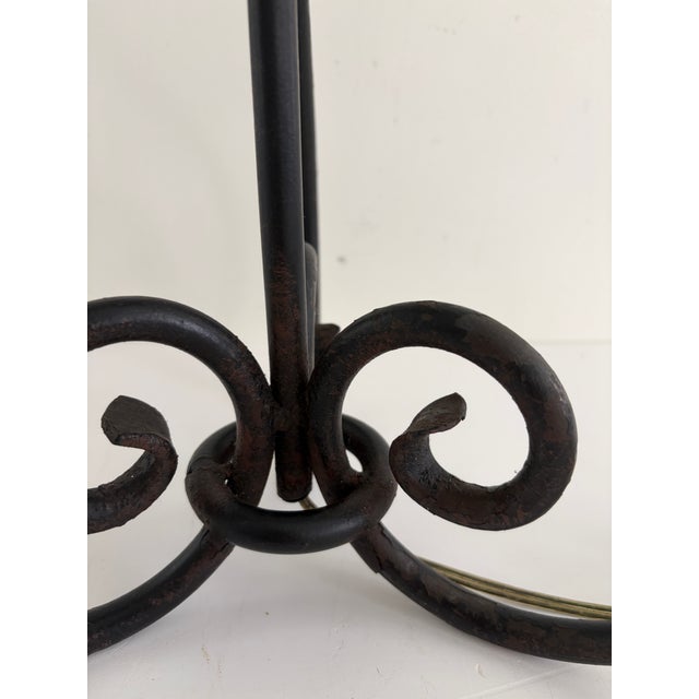 Metal Vintage Wrought Iron Scrollwork Table Lamp For Sale - Image 7 of 12