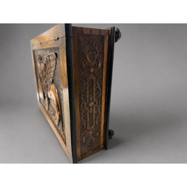 Venetian Renaissance Revival Carved Walnut Bible Casket With Lion of Saint Mark For Sale - Image 4 of 9