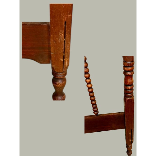 Antique Jenny Lind Spindle Bed-Headboard Footboard-Twin-Farmhouse-Wood-Cottage For Sale - Image 10 of 11