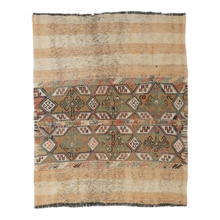 Vintage Decorative Turkish Embroidered Rug - 4`6″ X 5`1″ Ft. For Sale