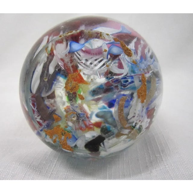 Glass Vintage Murano End of Day Glass Paper Weight For Sale - Image 7 of 8