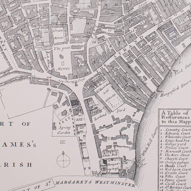 Vintage 18th Century Street Map, London, St Martins in the Field, Cartography For Sale - Image 10 of 11