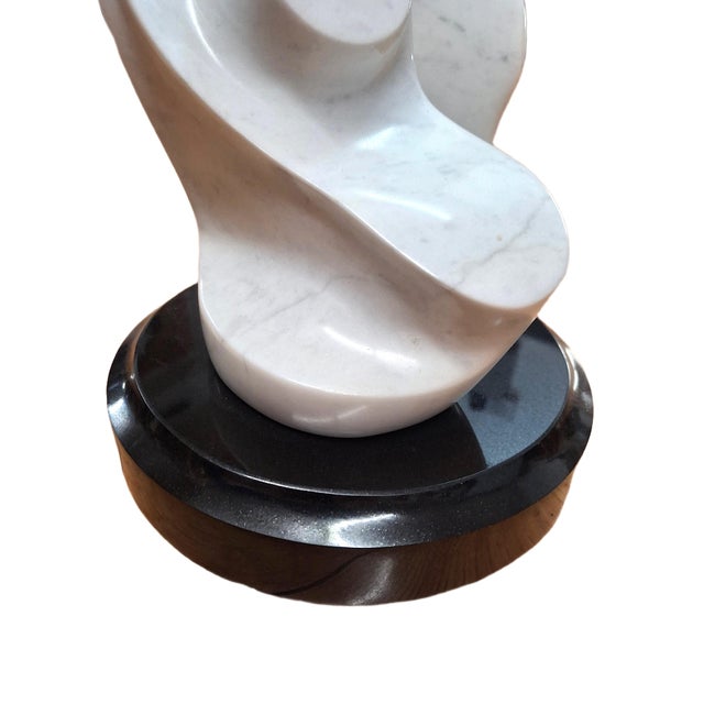 White Marble Tabletop Sculpture on Black Granite Base by Easton For Sale - Image 10 of 11