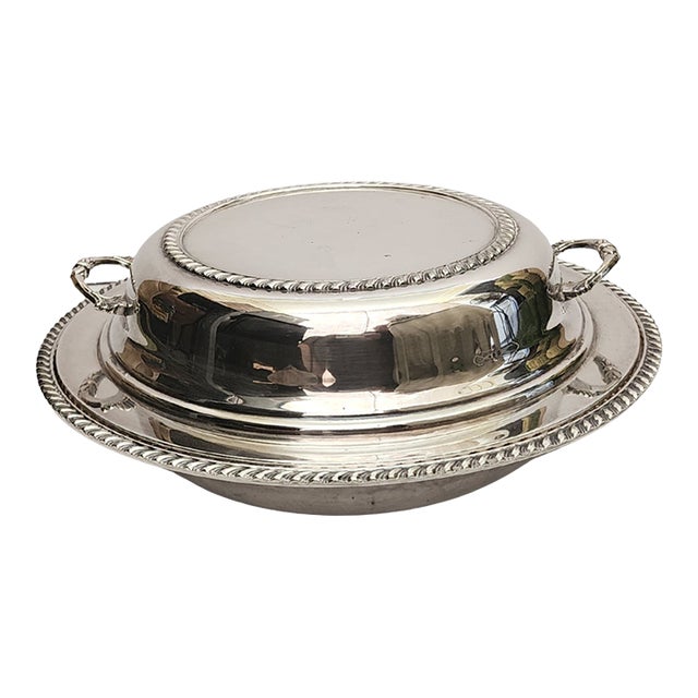 Vintage Sheffield Silver Serving Dish – 3-Piece – Ornate Handles – Divided Insert – Epc Mark – 12" For Sale