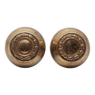 Pair of Brass Concentric Tulip Passage Door Knobs For Sale