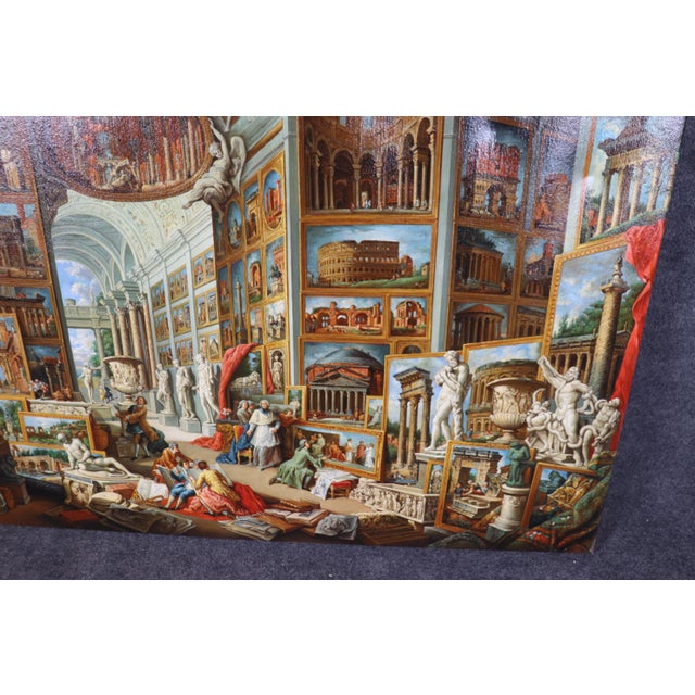 1990s Superb Renaissance Italian Scenic Painting "Gallery With a View of Ancient Rome" For Sale - Image 5 of 10