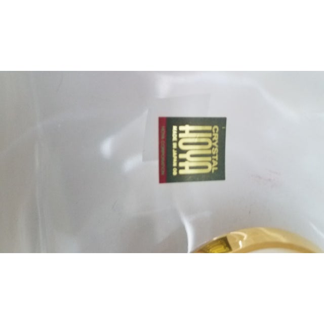 Vintage Hoya Crystal Art Glass Sailboat Quartz Clock For Sale - Image 4 of 5