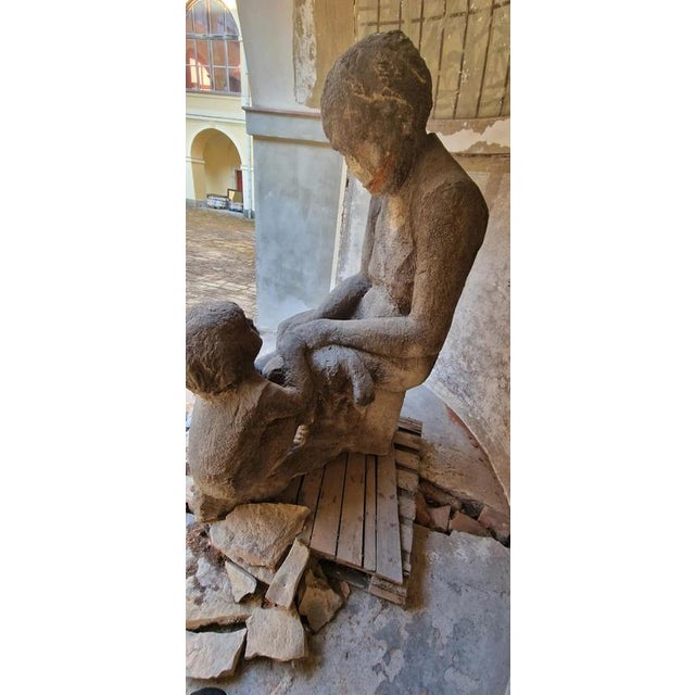 Liberec Artist, Mother with Child, 1930s, Sandstone For Sale - Image 3 of 18