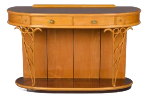 Mid Century Italian Blond and Rosewood Console With Carved Detail