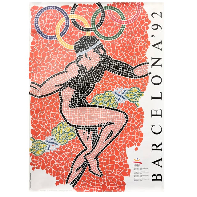 1992 Barcelona Olympic Poster, Mosaic Athlete - Carlos Rolando For Sale