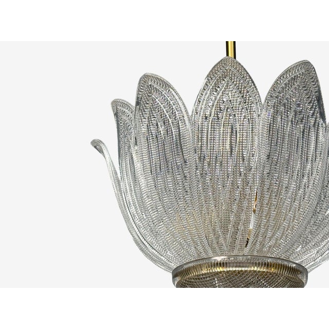 Metal 1960s Mid-Century Modern Carl Fagerlund, Tulip Chandelier, Molded Glass, Brass For Sale - Image 7 of 14