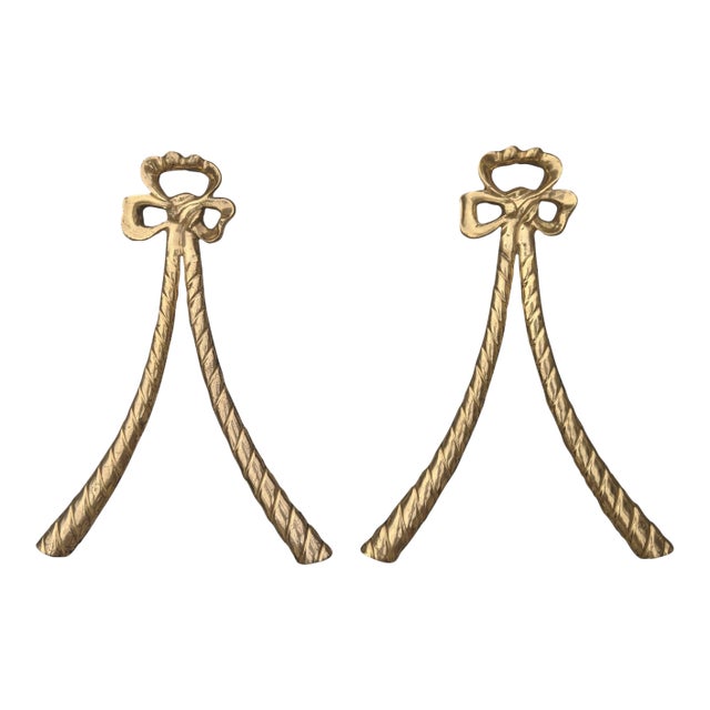Vintage Decorative Brass Bow Wall Hangings- A Pair For Sale