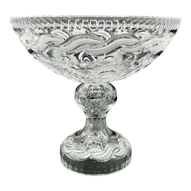 Vintage Crystal Centrepiece Pedestal Bowl on Baluster Stem, 1960s For Sale