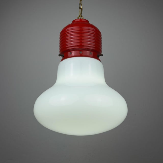 1980s Vintage Opaline Glass Arianna Pendant Lamp by Piero Brombin for Artemide, Italy, 1980s For Sale - Image 5 of 18
