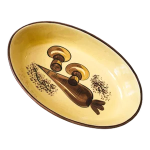 1970s Large Harvest Vegetable Oval Serving Dish by Los Angeles Potteries