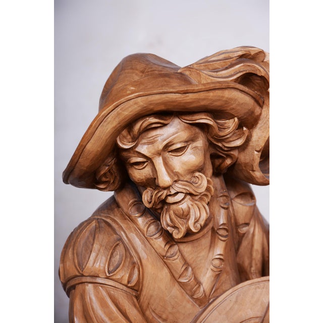 Neo-Rococo Statuette of Lutenist in Pear Wood and Lacquer, France, 1840s For Sale - Image 14 of 18