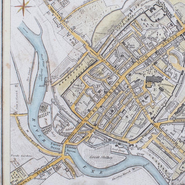 Paper Antique City of Exeter Map, English, Framed, Atlas Excerpt, Georgian, Circa 1805 For Sale - Image 7 of 10