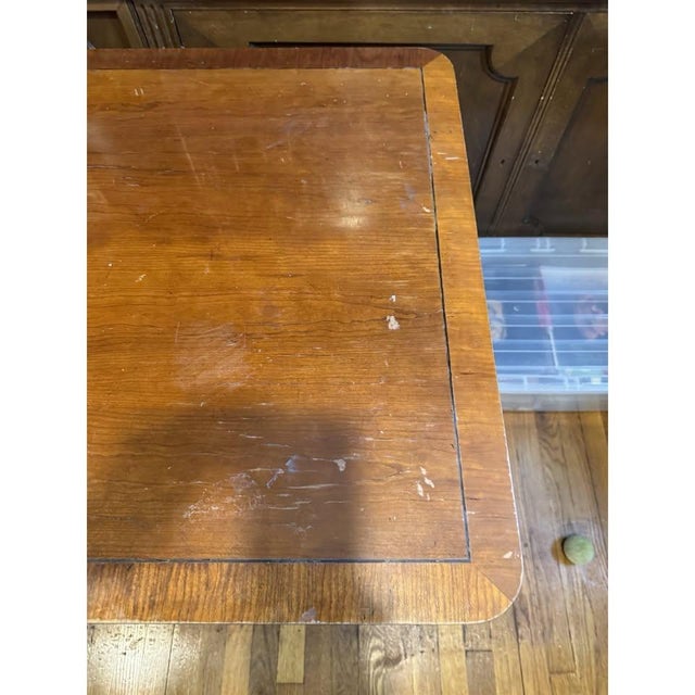 Baker Furniture English Regency 3 Drawer Writing Desk Table Black Trim Paw Feet For Sale - Image 10 of 10