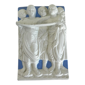 1950s Vintage Italian Della Robbia Style Religious Wall Plaque - Cantoria Panel