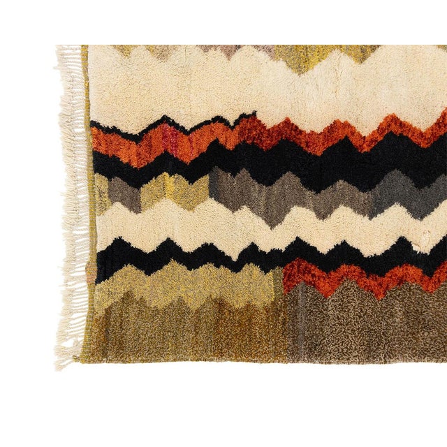 Premium Hand-Knotted Moroccan Wool Rug | 9'8" X 8'5" | One of a Kind For Sale - Image 6 of 10