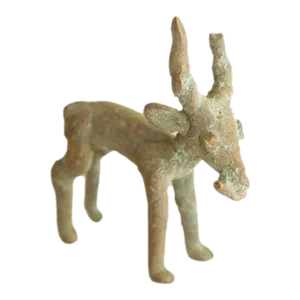 Vintage African Bronze Impala Eating Leaf