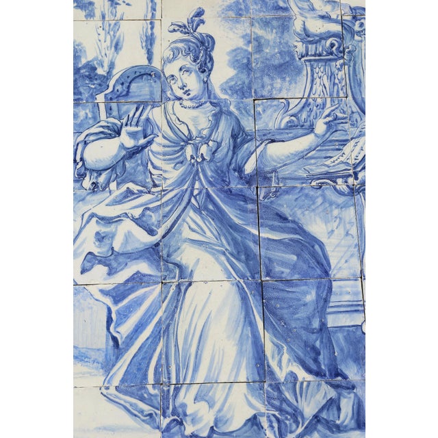 18th Century Antique Portuguese Tile Mural Panel Depicting a Musical Scene For Sale - Image 4 of 13