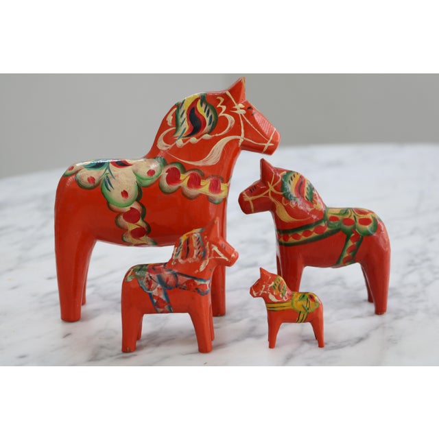 Swedish Wooden Dala Horse Toys, 1960s, Set of 4, in Very Good conditions. Designed 1960 to 1969