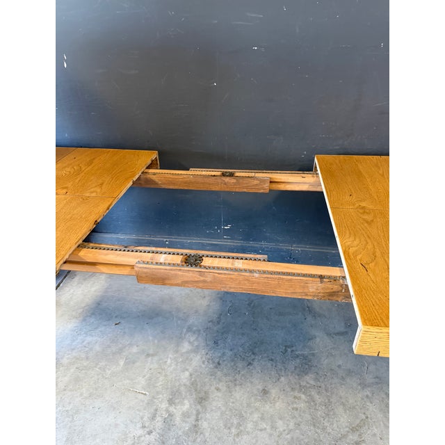 Vintage Postmodern Solid White Oak Parsons Dining Table For Sale - Image 9 of 12