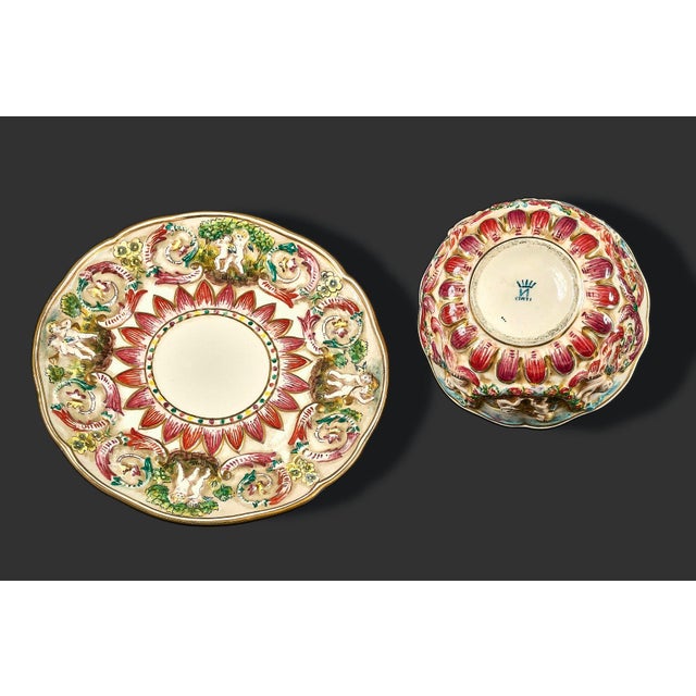 Porcelain Cup and Saucer from Capodimonte, 19th Century, Set of 2 For Sale - Image 6 of 7