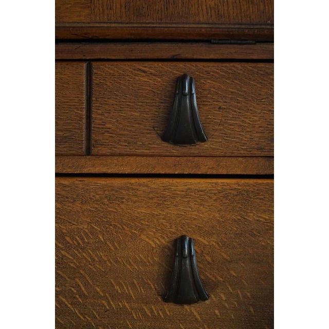 Vintage Danish Oak Secretaire with Seashell Handles, 1920s For Sale - Image 12 of 18