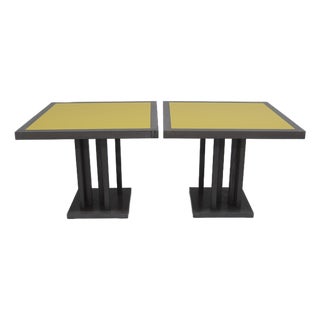 Pair of Cerused Oak Table With Yellow Laquered Top For Sale