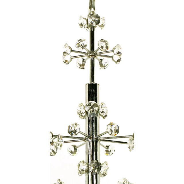 1960s Six-Arm Crystal Snowflake Chrome Chandelier After Gaetano Sciolari. For Sale In Chicago - Image 6 of 7
